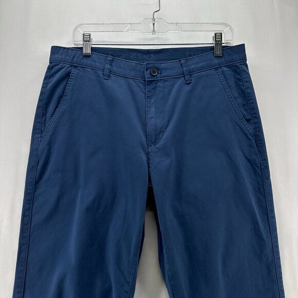 English Laundry Chino Pants Mens Sz 32x32 Flat Front Straight Leg Stretchy Blue - Picture 3 of 12